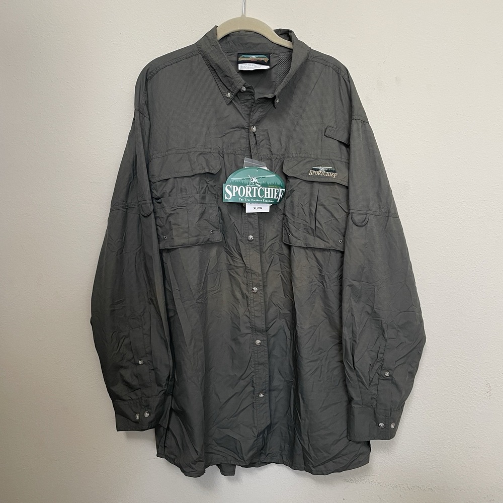 Fishing Shirt Vented Long Sleeves Olive Green NWT Men's XL Hunting SPF 30 READ